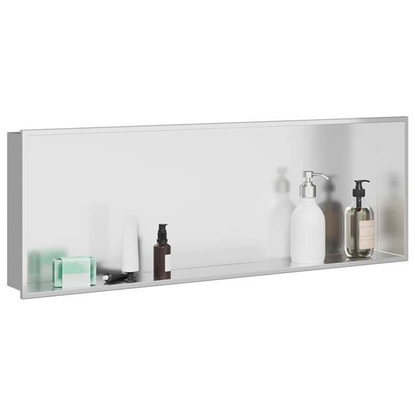 Grote foto vidaxl douche niche zilver 90 x 30 x 9.5 cm roestvrij staal huis en inrichting complete badkamers