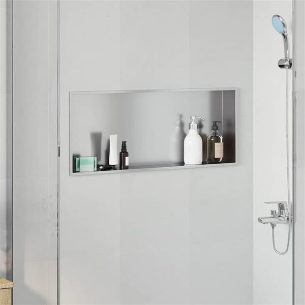 Grote foto vidaxl douche niche zilver 75 x 30 x 9.5 cm roestvrij staal huis en inrichting complete badkamers