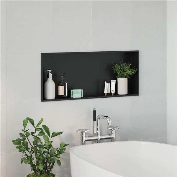 Grote foto vidaxl douche niche zwart 75 x 30 x 9.5 cm roestvrij staal huis en inrichting complete badkamers