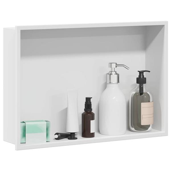 Grote foto vidaxl douche niche wit 45 x 30 x 9.5 cm roestvrij staal huis en inrichting complete badkamers