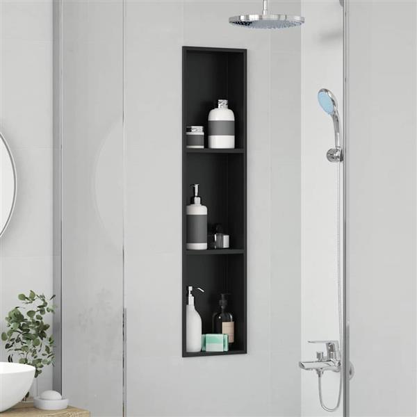 Grote foto vidaxl douche niche zwart 90 x 20 x 9.5 cm roestvrij staal huis en inrichting complete badkamers