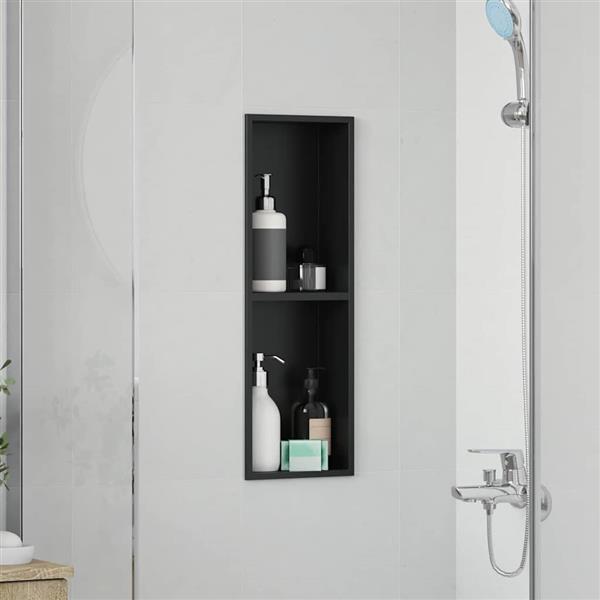 Grote foto vidaxl douche niche zwart 60 x 20 x 9.5 cm roestvrij staal huis en inrichting complete badkamers