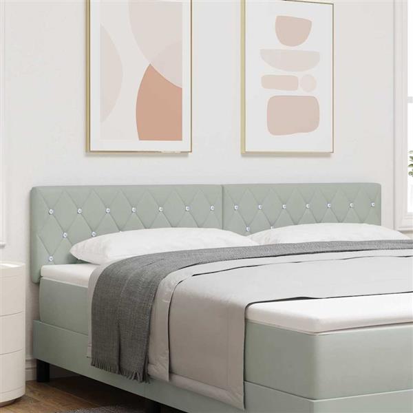 Grote foto vidaxl fluwelen hoofdbord geruit lichtgrijs 180 cm fluweel antiek en kunst stoelen en banken