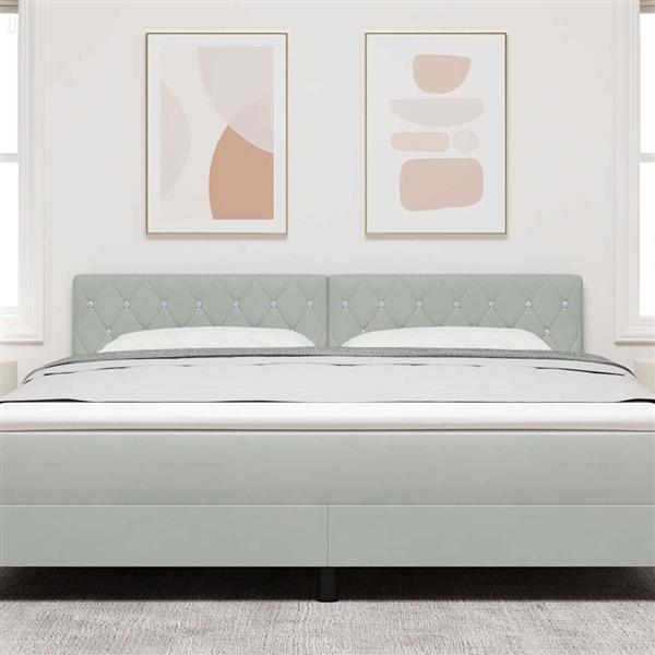 Grote foto vidaxl fluwelen hoofdbord geruit lichtgrijs 180 cm fluweel antiek en kunst stoelen en banken