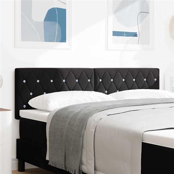 Grote foto vidaxl fluwelen hoofdbord geruit met hoofdeinde zwart 160 cm fluweel antiek en kunst stoelen en banken