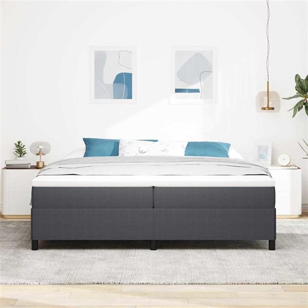 Grote foto vidaxl bedframe donkergrijs 200 x 200 cm katoenen stof antiek en kunst stoelen en banken