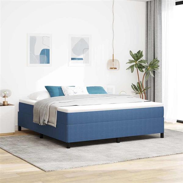 Grote foto vidaxl bedframe blauw 180 x 200 cm katoenen stof antiek en kunst stoelen en banken