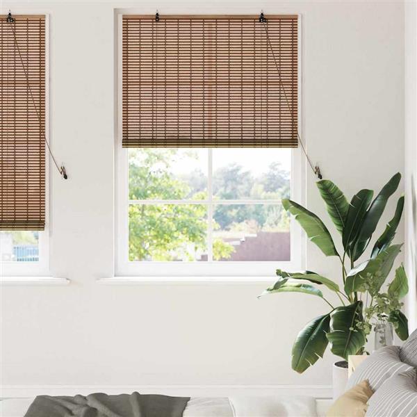Grote foto vidaxl raamblind geometrisch bruin 110 x 220 cm bamboe huis en inrichting gordijnen en lamellen