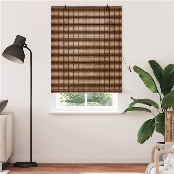 Grote foto vidaxl raamblind geometrisch bruin 110 x 220 cm bamboe huis en inrichting gordijnen en lamellen