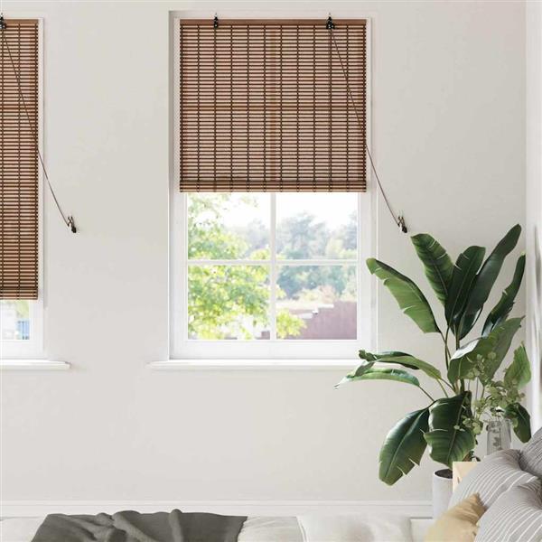 Grote foto vidaxl raamblind geometrisch bruin 100 x 220 cm bamboe huis en inrichting gordijnen en lamellen