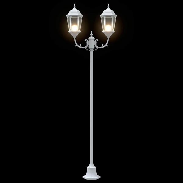 Grote foto vidaxl tuin lantaarnpaal wit aluminium en glas tuin en terras verlichting