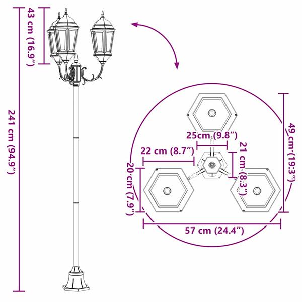 Grote foto vidaxl tuin lantaarnpaal brons aluminium en glas tuin en terras verlichting