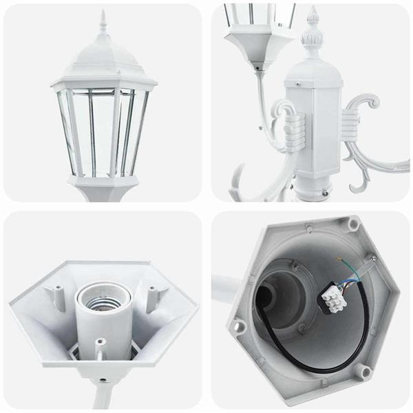 Grote foto vidaxl tuin lantaarnpaal wit aluminium en glas tuin en terras verlichting