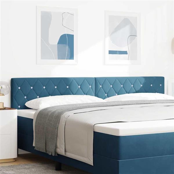 Grote foto vidaxl fluwelen hoofdbord geruit donkerblauw 200 cm fluweel antiek en kunst stoelen en banken
