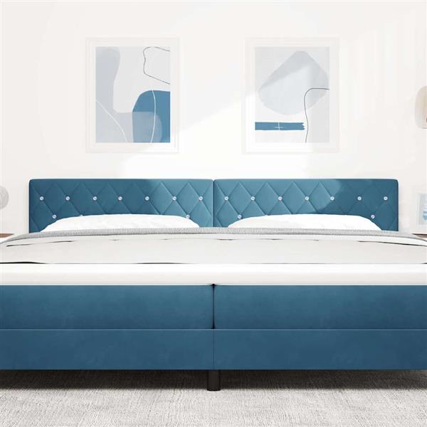 Grote foto vidaxl fluwelen hoofdbord geruit donkerblauw 200 cm fluweel antiek en kunst stoelen en banken