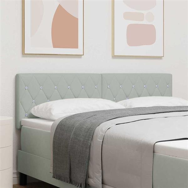 Grote foto vidaxl fluwelen hoofdbord geruit lichtgrijs 160 cm fluweel antiek en kunst stoelen en banken
