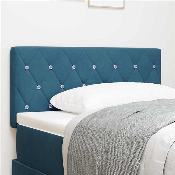 Grote foto vidaxl fluwelen hoofdbord geruit donkerblauw 90 cm fluweel antiek en kunst stoelen en banken