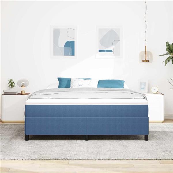 Grote foto vidaxl bedframe blauw 180 x 200 cm katoenen stof antiek en kunst stoelen en banken