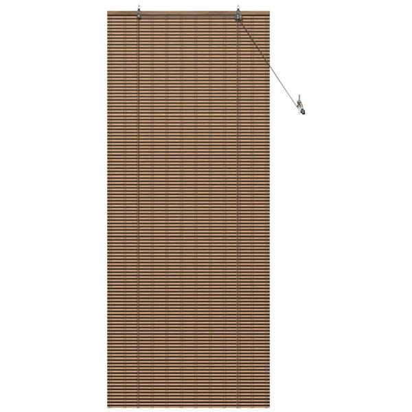 Grote foto vidaxl raamblind geometrisch bruin 100 x 220 cm bamboe huis en inrichting gordijnen en lamellen
