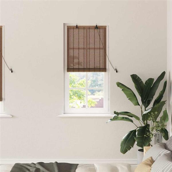 Grote foto vidaxl raamblind geometrisch bruin 60 x 220 cm bamboe huis en inrichting gordijnen en lamellen