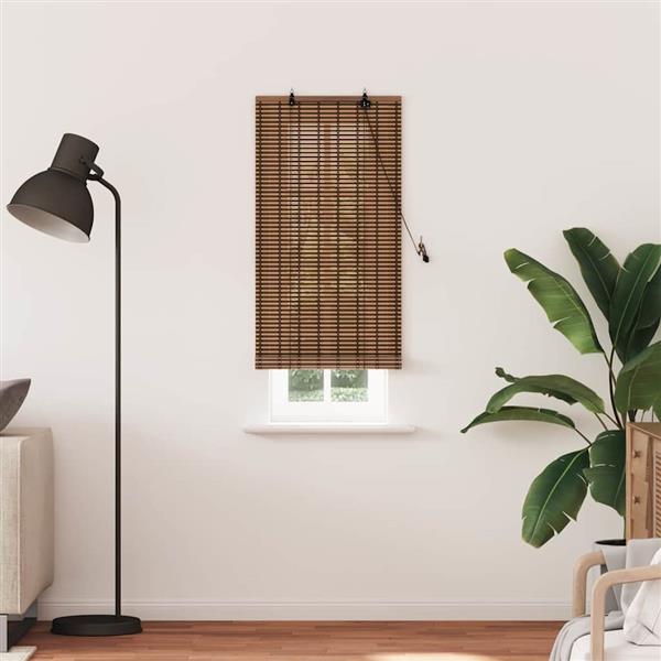 Grote foto vidaxl raamblind geometrisch bruin 60 x 220 cm bamboe huis en inrichting gordijnen en lamellen