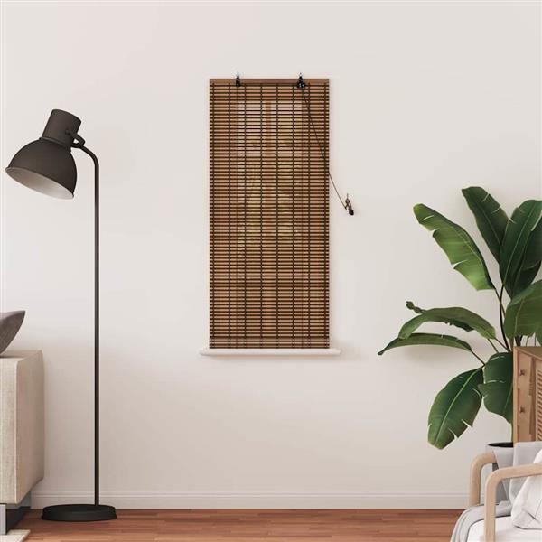 Grote foto vidaxl raamblind geometrisch bruin 60 x 160 cm bamboe huis en inrichting gordijnen en lamellen