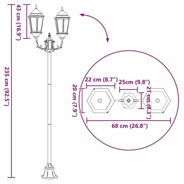 Grote foto vidaxl tuin lantaarnpaal donkergroen aluminium en glas tuin en terras verlichting
