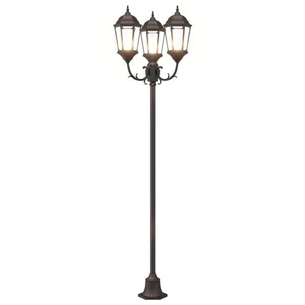 Grote foto vidaxl tuin lantaarnpaal brons aluminium en glas tuin en terras verlichting