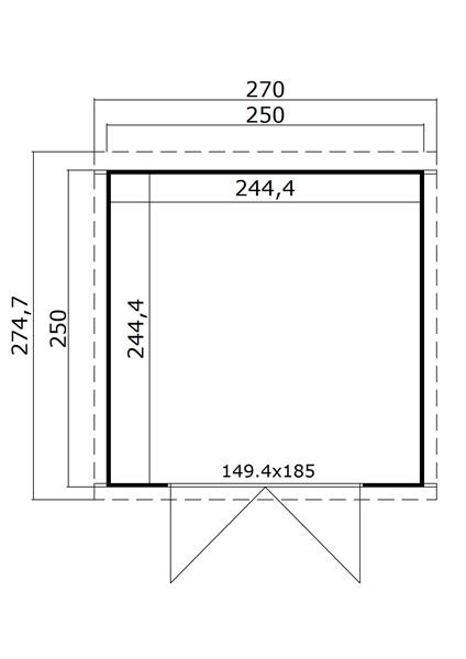 Grote foto blokhut mila 250x250 onbehandeld vuren tuin en terras tuinhuisjes en blokhutten