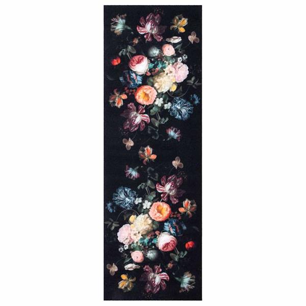 Grote foto vidaxl keuken mat bloemen zwart 180 x 60 cm fluweel tuin en terras overige tuin en terras