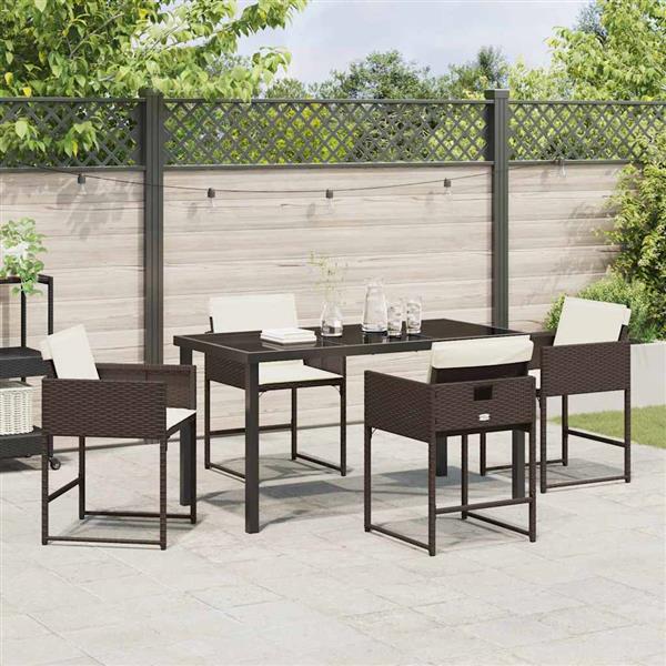Grote foto vidaxl tuin eetset 5 pcs bruin poly rattan tuin en terras tuinmeubelen