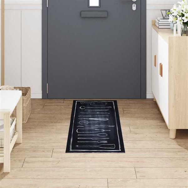 Grote foto vidaxl keuken mat toile zwart 150 x 45 cm fluweel tuin en terras overige tuin en terras