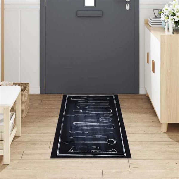 Grote foto vidaxl keuken mat toile zwart 180 x 60 cm fluweel tuin en terras overige tuin en terras