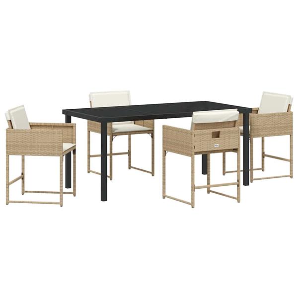 Grote foto vidaxl tuin eetset 5 pcs beige poly rattan tuin en terras tuinmeubelen