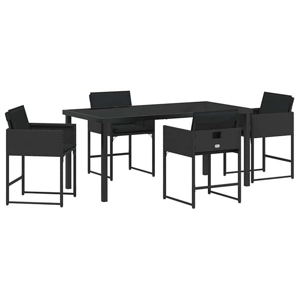 Grote foto vidaxl tuin eetset 5 pcs zwart poly rattan tuin en terras tuinmeubelen