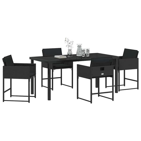 Grote foto vidaxl tuin eetset 5 pcs zwart poly rattan tuin en terras tuinmeubelen