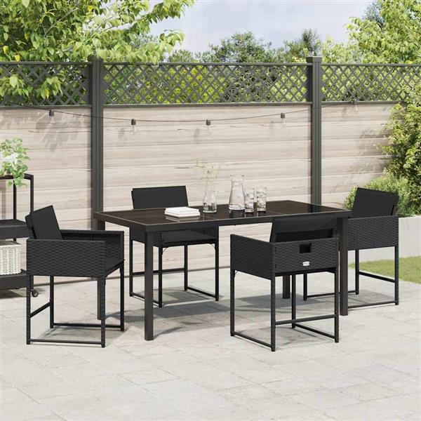 Grote foto vidaxl tuin eetset 5 pcs zwart poly rattan tuin en terras tuinmeubelen