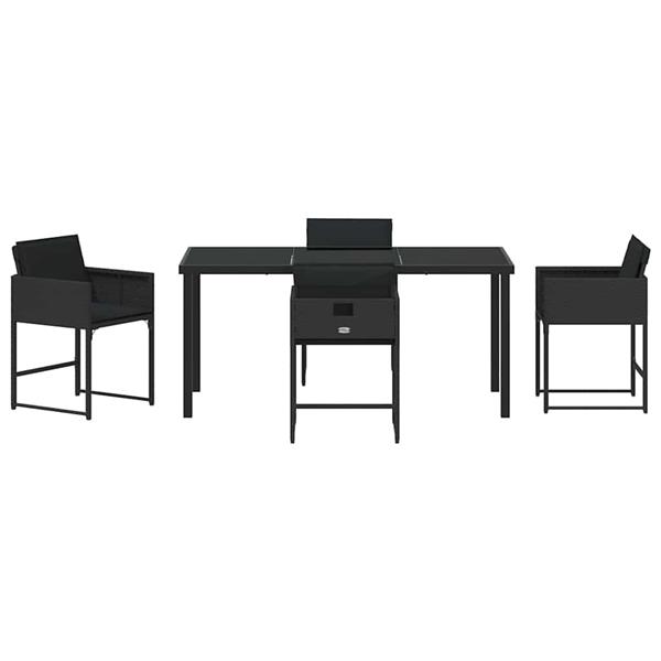 Grote foto vidaxl tuin eetset 5 pcs zwart poly rattan tuin en terras tuinmeubelen