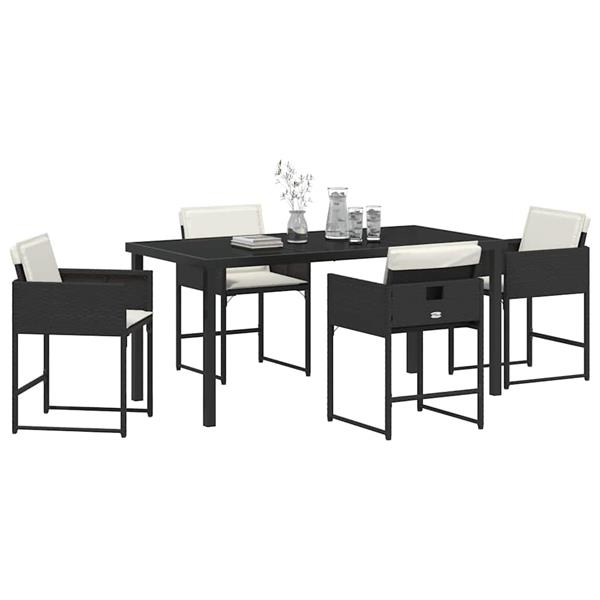 Grote foto vidaxl tuin eetset 5 pcs zwart poly rattan tuin en terras tuinmeubelen