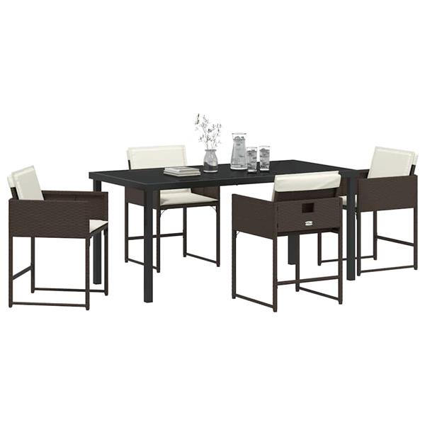 Grote foto vidaxl tuin eetset 5 pcs bruin poly rattan tuin en terras tuinmeubelen