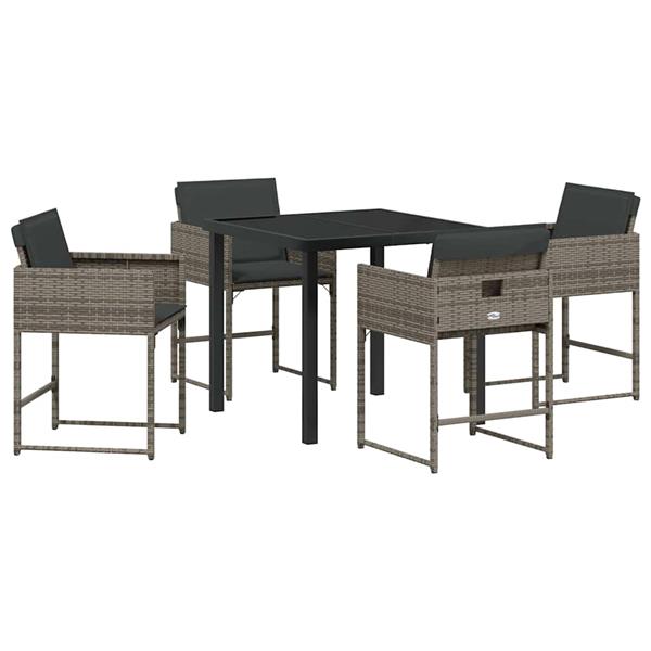 Grote foto vidaxl tuin eetset 5 pcs grijs poly rattan tuin en terras tuinmeubelen