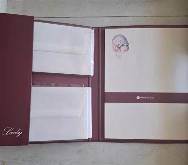 Grote foto miss lady briefpapier met hardcover map 1975 verzamelen retro