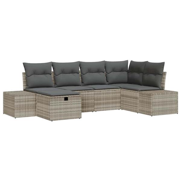 Grote foto vidaxl tuin sofa set 6 pcs lichtgrijs 55 x 62 x 69 cm poly riet tuin en terras tuinmeubelen