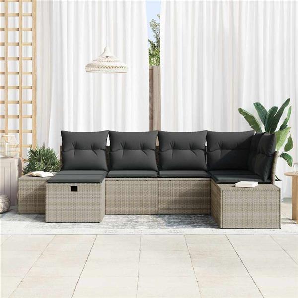 Grote foto vidaxl tuin sofa set 6 pcs lichtgrijs 55 x 62 x 69 cm poly riet tuin en terras tuinmeubelen