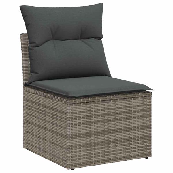 Grote foto vidaxl tuin sofa set met kussen 6 pcs grijs 55 x 62 x 69 cm poly riet tuin en terras tuinmeubelen