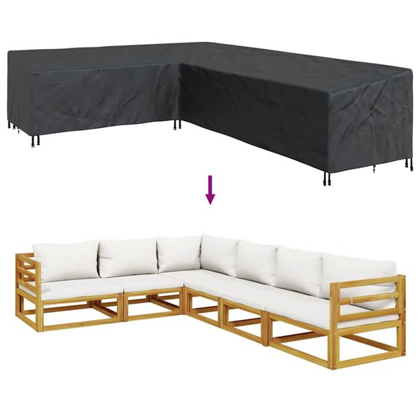 Grote foto vidaxl hoes voor tuinmeubelen zwart 330 x 255 x 80 cm 420d oxford stof tuin en terras tuinmeubelen