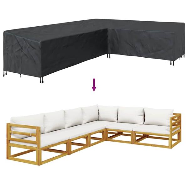 Grote foto vidaxl hoes voor tuinmeubelen zwart 355 x 275 x 80 cm 210d oxford stof tuin en terras tuinmeubelen