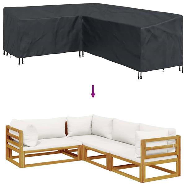 Grote foto vidaxl hoes voor tuinmeubelen zwart 250 x 180 x 80 cm 600d oxford stof tuin en terras tuinmeubelen