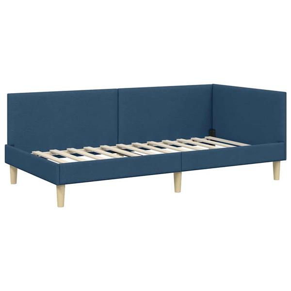 Grote foto vidaxl hoekbedframe blauw 100 x 200 cm stof en ge mproviseerd hout antiek en kunst stoelen en banken