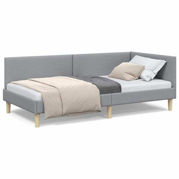 Grote foto vidaxl hoekbedframe lichtgrijs 90 x 190 cm stof en ge mproviseerd hout antiek en kunst stoelen en banken